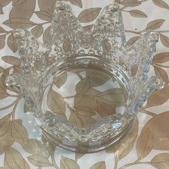 PRINCESS  CROWN  GLASS / Cristal Candy Cookies DISH/ Vase - Picture 2 of 6